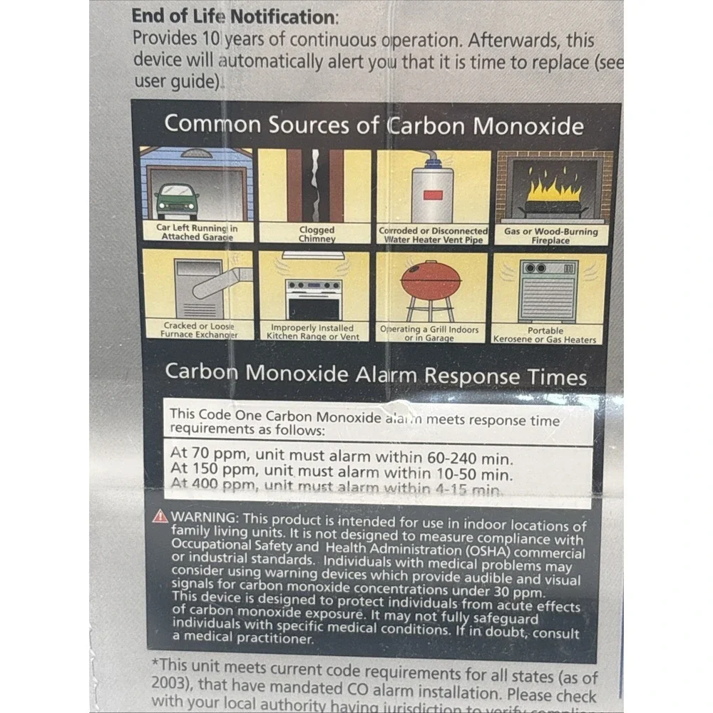 Kidde Battery Operated Carbon Monoxide Life Saving Alarm - White - NEW